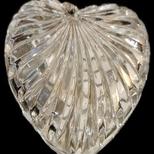 Vintage Crystal Glass Heart Shaped Shaped Trinket Dish.